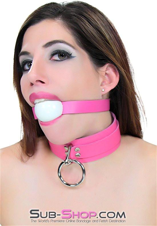 Collar 1665A      Kept Woman Locking Hot Pink Leather Bondage Collar