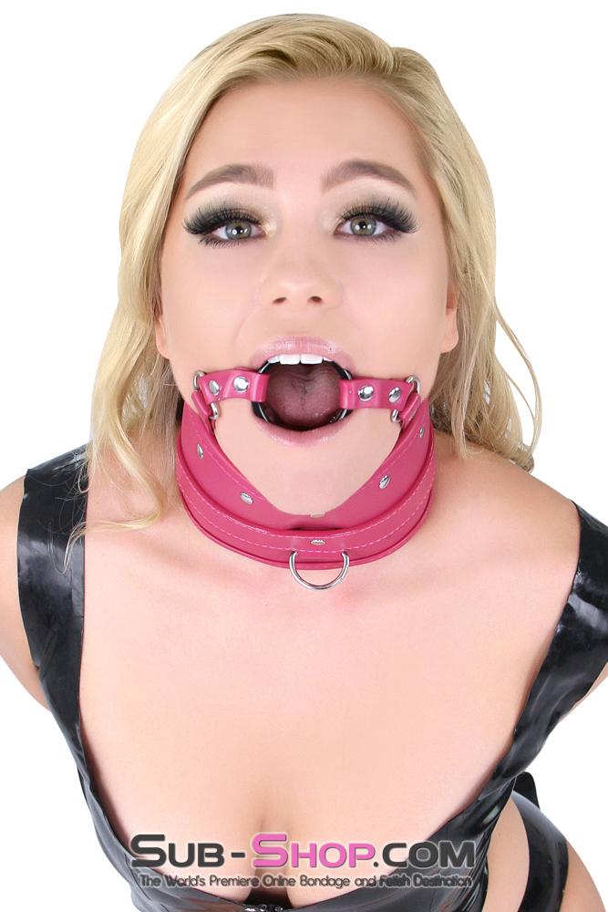 Collar 2268MQ      Sex Bomb Pink Bondage Posture Collar with Ring Gag