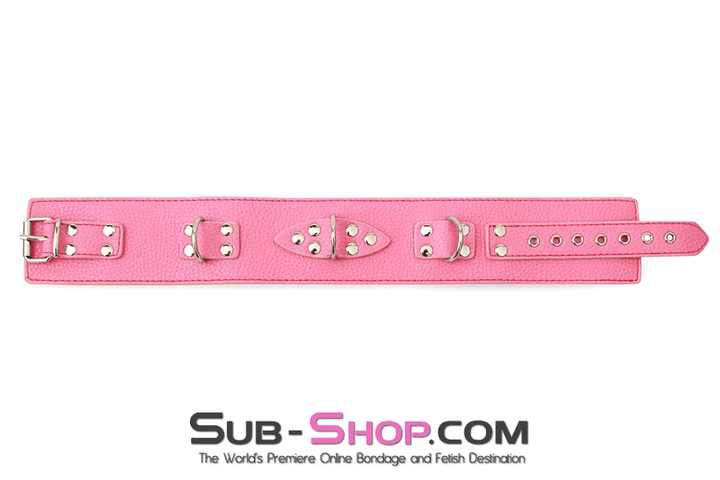 Collar 2284M      Pink Triple D Ring Bondage Collar