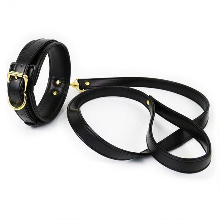 Collar 2370M      Gold Standard Black Padded Supple Collar and Leash Set