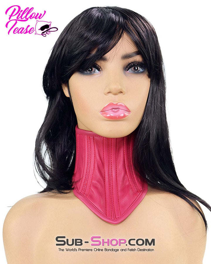 Collar 2771DL      Locking Pink Neck Corset Posture Training Slave Bondage Collar