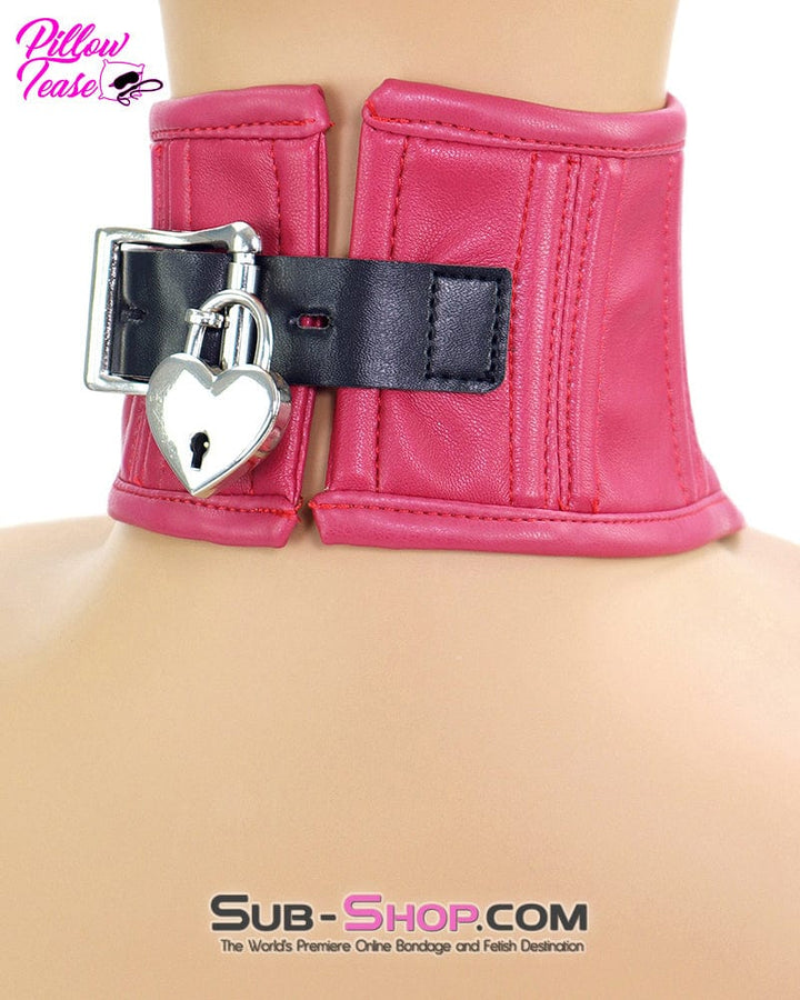 Collar 2771DL      Locking Pink Neck Corset Posture Training Slave Bondage Collar