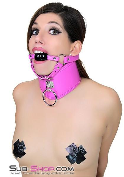 Collar 4723RS     Hot Pink Bondage Posture Collar and Leash Set