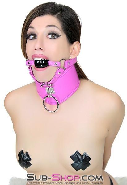 Collar 4723RS     Hot Pink Bondage Posture Collar and Leash Set