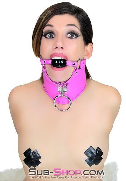 Collar 4723RS     Hot Pink Bondage Posture Collar and Leash Set