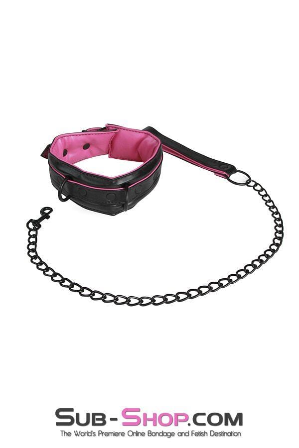 Collar 5703RS      Deluxe Padded Blackline Collar and Leash Set with Hot Pink Lining