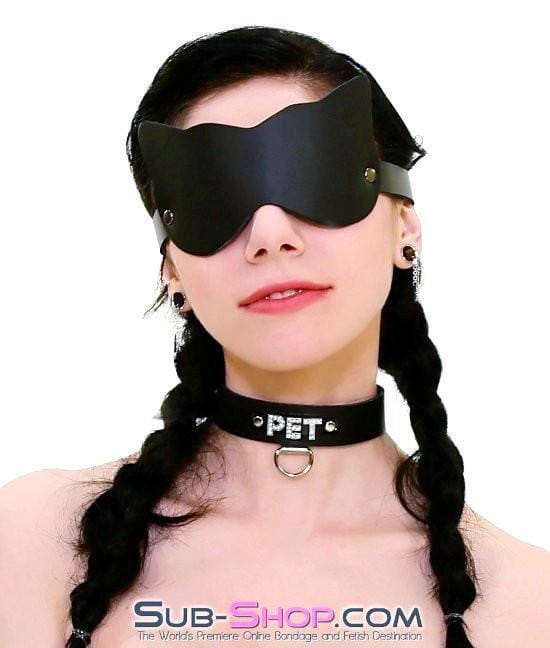 Collar 6842A      PET Rhinestone Collar, Black Leather