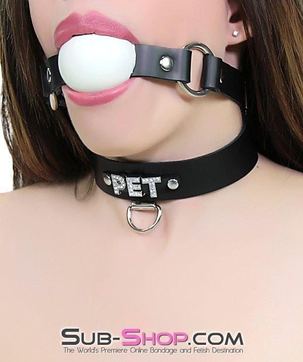 Collar 6842A      PET Rhinestone Collar, Black Leather