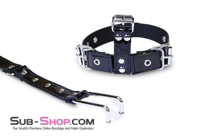 Collar 8919DL      Haughty Slave Patent Vinyl Chrome Nose Hook & Collar Set