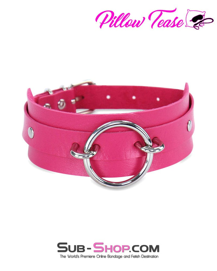 Collar 9911DL      Hot Pink Thin Single Ring Bondage Fashion Collar