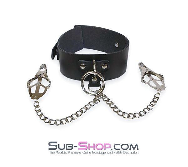 Collar & Clamps 1622A      Japanese Clover Nipple Clamps & Bondage Collar Set