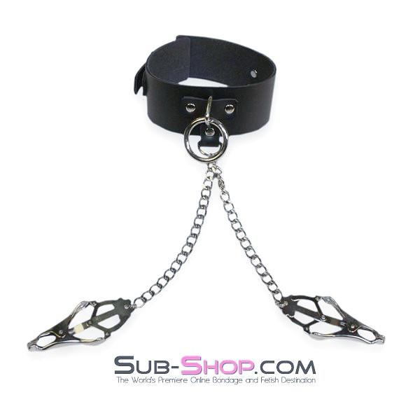 Collar & Clamps 1622A      Japanese Clover Nipple Clamps & Bondage Collar Set