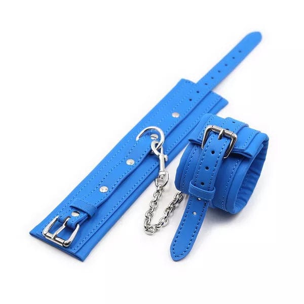 Cuffs 2482DL      Padded Faux Leather Tantric Blue Wrist Bondage Cuffs