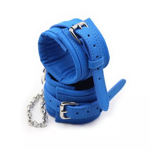 Cuffs 2482DL      Padded Faux Leather Tantric Blue Wrist Bondage Cuffs