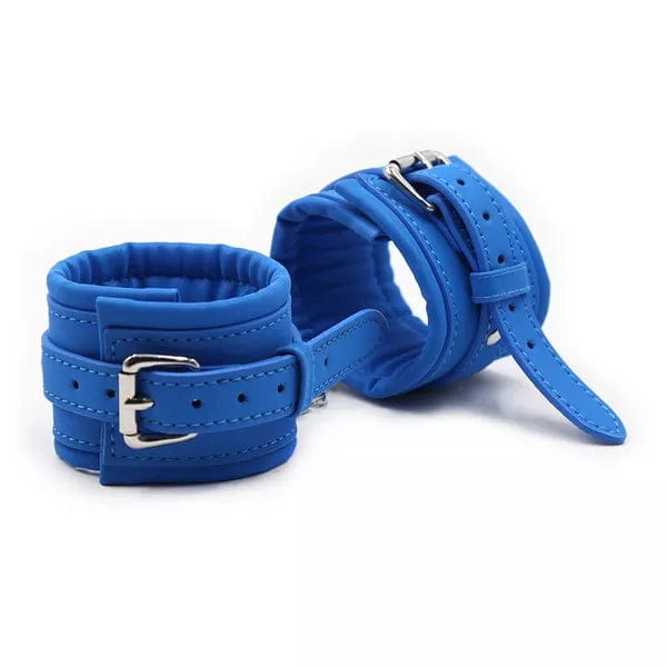 Cuffs 2482DL      Padded Faux Leather Tantric Blue Wrist Bondage Cuffs