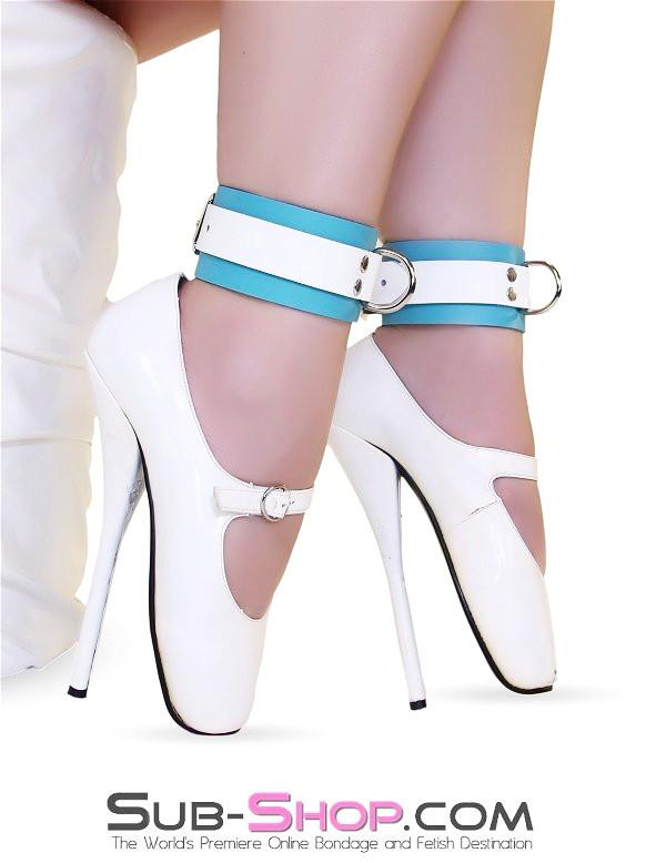 Cuffs 4796A      Gentle Persuasion Diamond Blue & White Leather Ankle Cuffs
