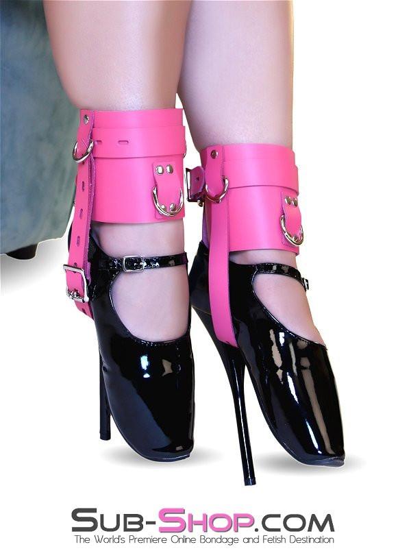 Cuffs 6793A      Enforced Femininity Hot Pink Locking Bondage Shoe Cuffs
