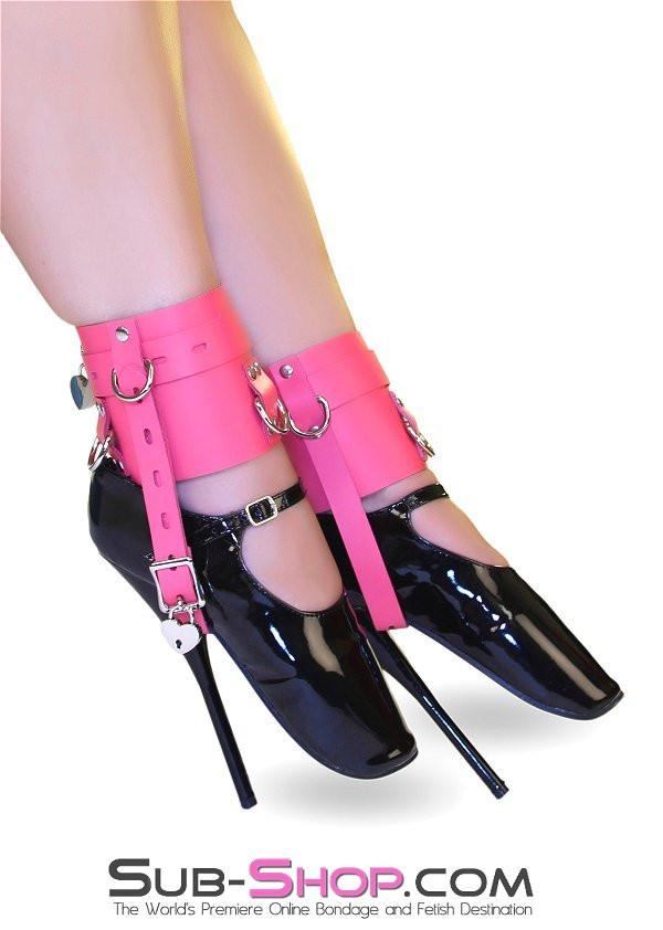 Cuffs 6793A      Enforced Femininity Hot Pink Locking Bondage Shoe Cuffs
