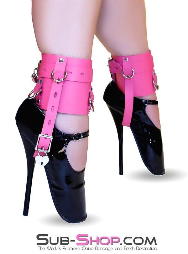 Cuffs 6793A      Enforced Femininity Hot Pink Locking Bondage Shoe Cuffs