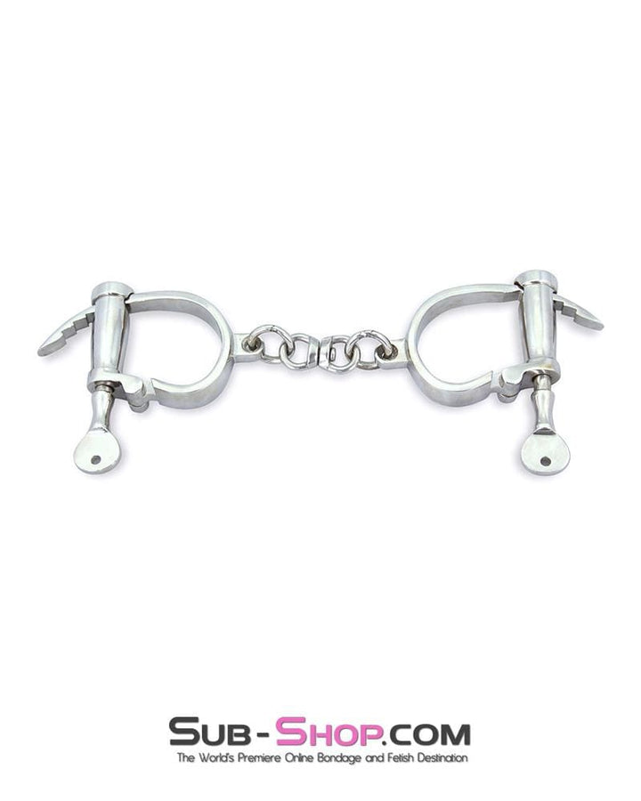 Cuffs 6807M      Heavy Steel Dungeon Manacles Chromed Wrist Bondage Cuffs