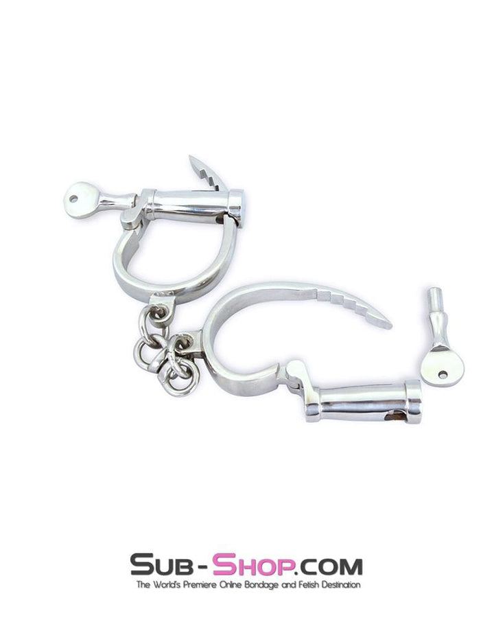 Cuffs 6807M      Heavy Steel Dungeon Manacles Chromed Wrist Bondage Cuffs