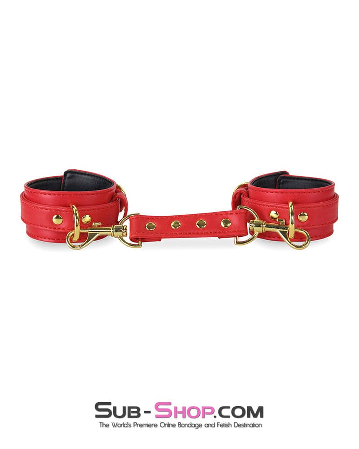 Cuffs 7143M      Red Hots Gold Standard Padded Supple Wrist Bondage Cuffs with Connector
