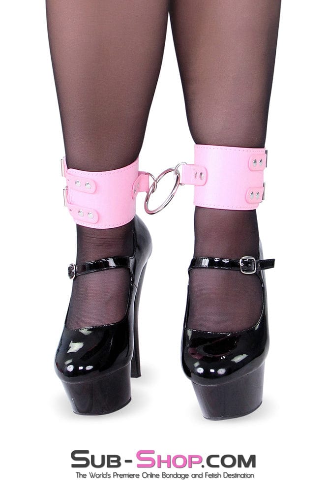 Cuffs 9009MQ      Princess Pink Double Buckle Ankle Cuffs with O-Ring