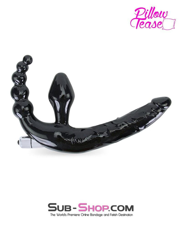 Dildo 0414E      Strapless Strap On Vibrating Dildo with Anal Exciter
