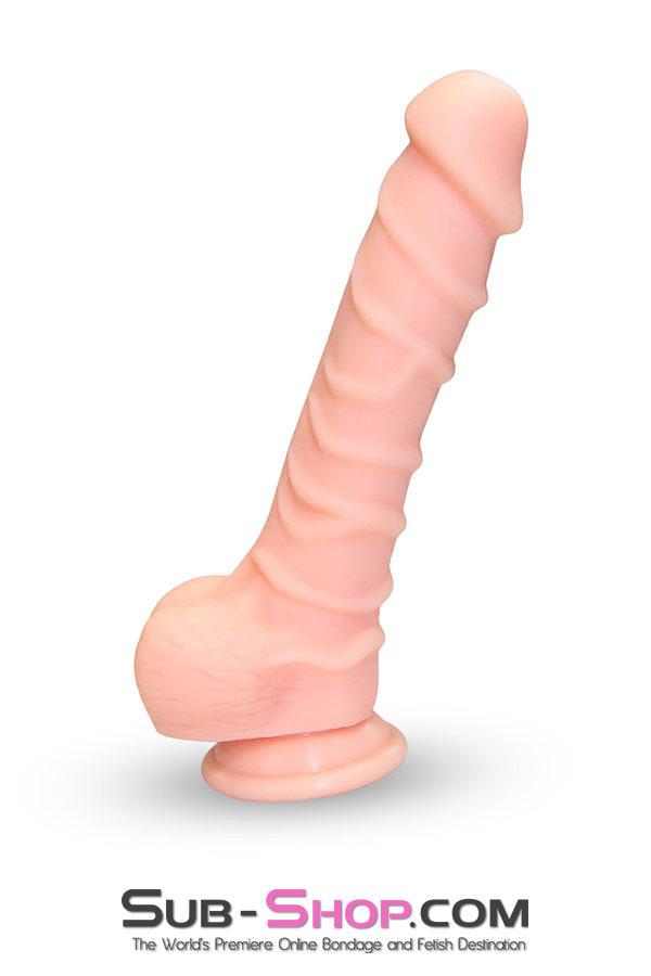 Dildo 3747M      Nearly 9” Realistic & Ribbed Suction Cup Dildo, Flesh