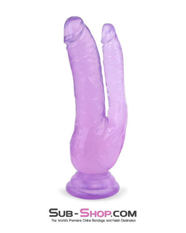 Dildo 4747M      Double The Fun Purple Realistic Double Penetration Dildo