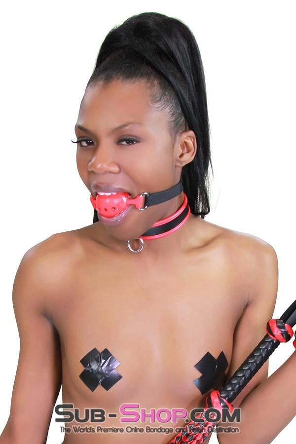 Gags 0349RS      Large Red Silicone Breather Ball Gag with Black Straps