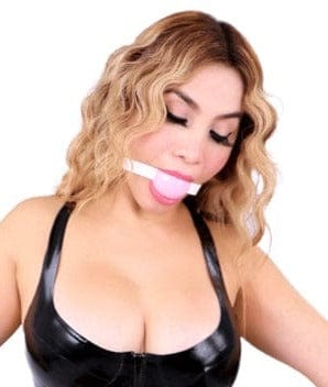 Gags 0445DL     Pink Rubber Ballgag on White Strap
