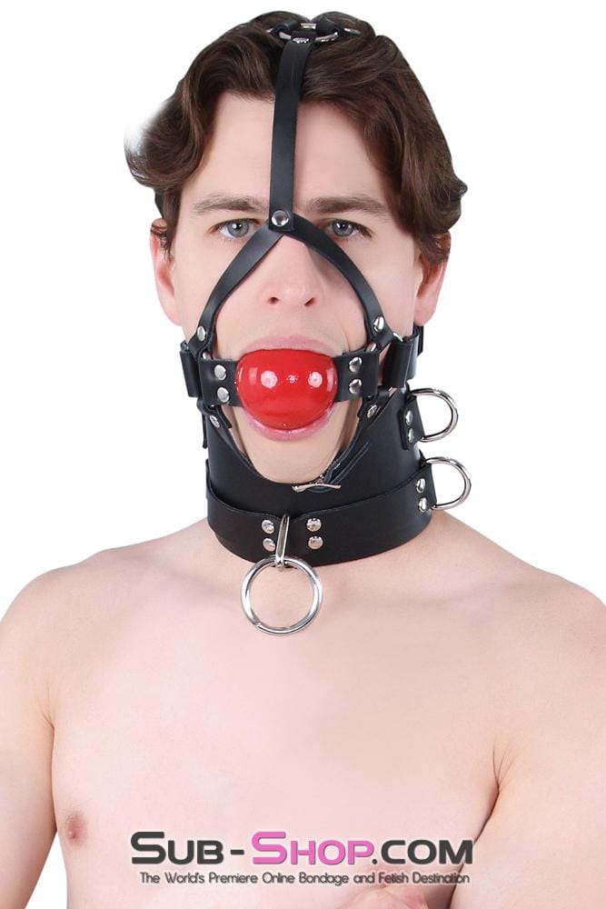 Gags 0450A      2” Leather Ball Gag Trainer, Candy Apple Red Ball