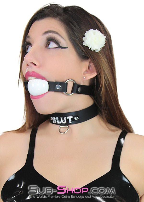 Gags 1456A   Code of Silence Locking Ball Gag Strap, White