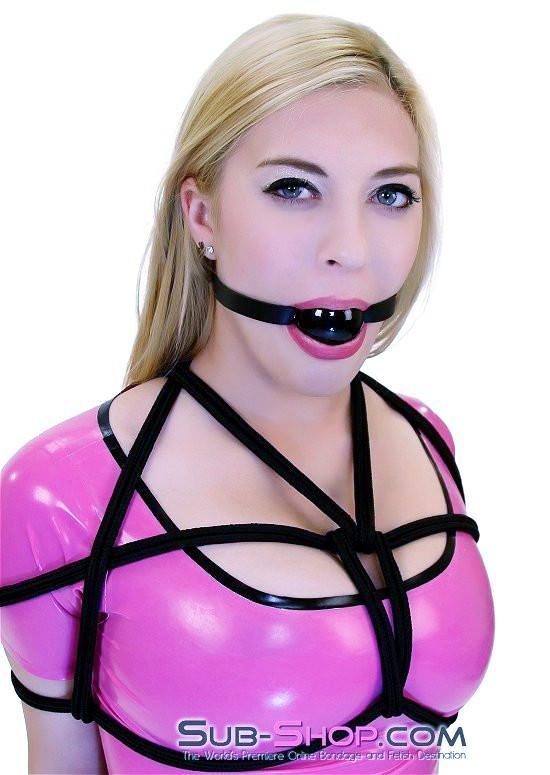 Gags 1501A      Thin Strap Buckling Ball Gag, Black Leather Strap, Black Ball