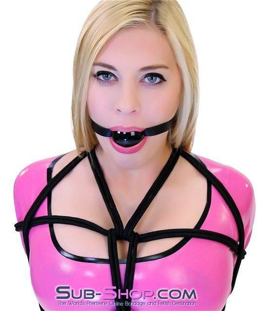 Gags 1501A      Thin Strap Buckling Ball Gag, Black Leather Strap, Black Ball