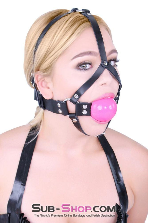 Gags 1801A      BIG 2” Pink Ball Gag Leather Gag Trainer