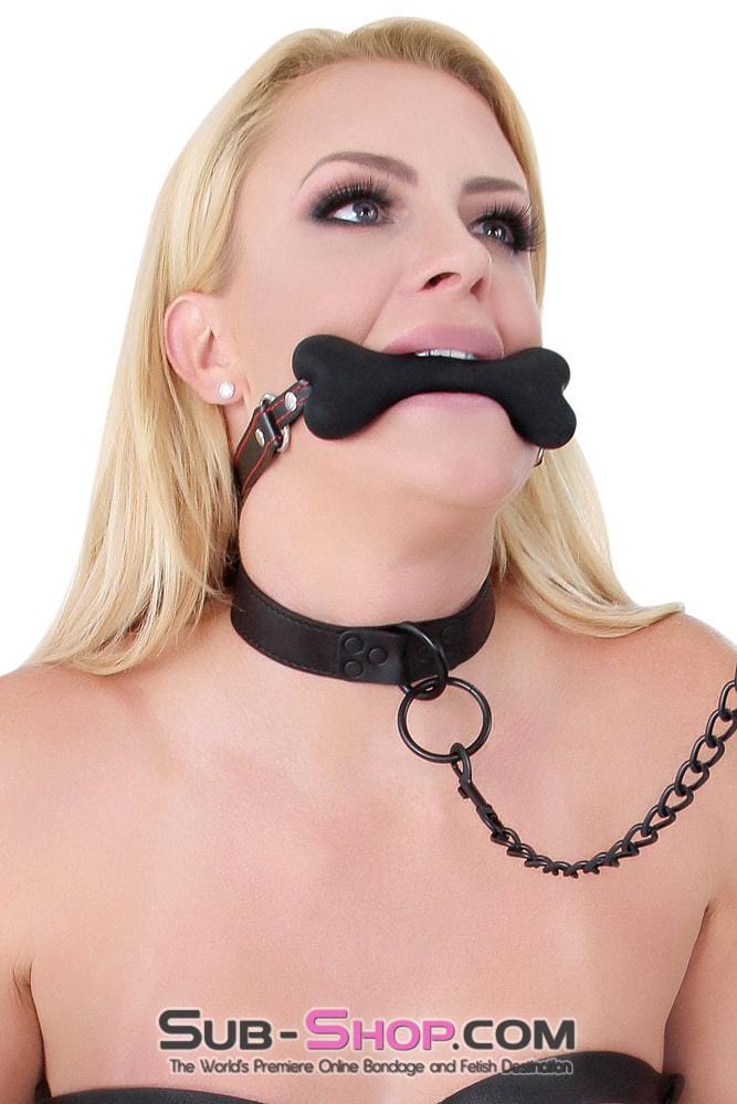 Gags 2963DL      <b>BOGO!</b> L’il Pup Small Black Silicone Puppy Play Bone Gag