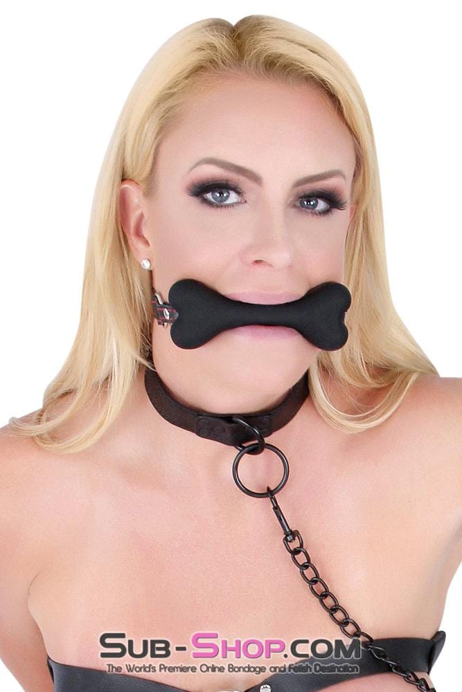 Gags 2963DL      <b>BOGO!</b> L’il Pup Small Black Silicone Puppy Play Bone Gag