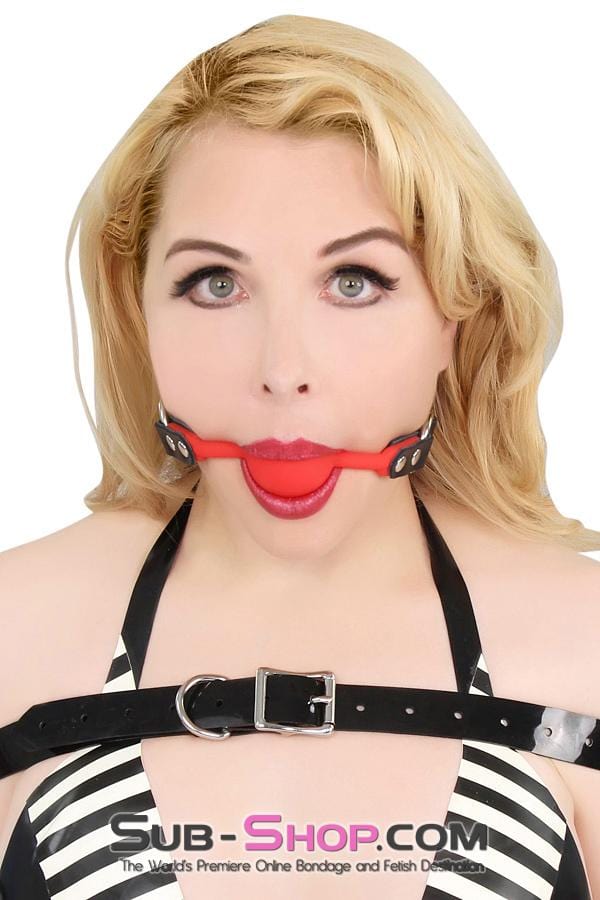 Gags 7359A      Silicone Premium Leather Strap Red Ball Gag