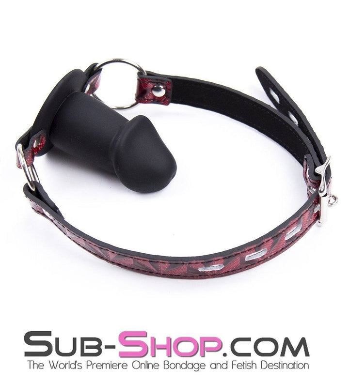 Gags 7944DL       Rough Sex Silicone Penis Gag with Locking Red Diamond Strap