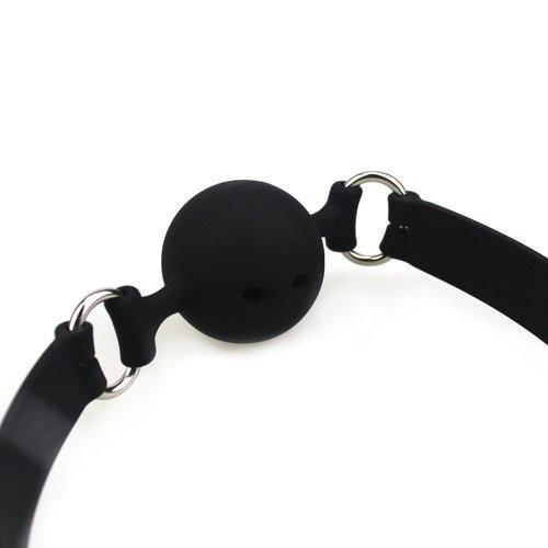 Gags 9803M      Medium Black Silicone Locking Breather Ball Gag