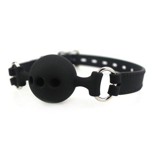 Gags 9803M      Medium Black Silicone Locking Breather Ball Gag