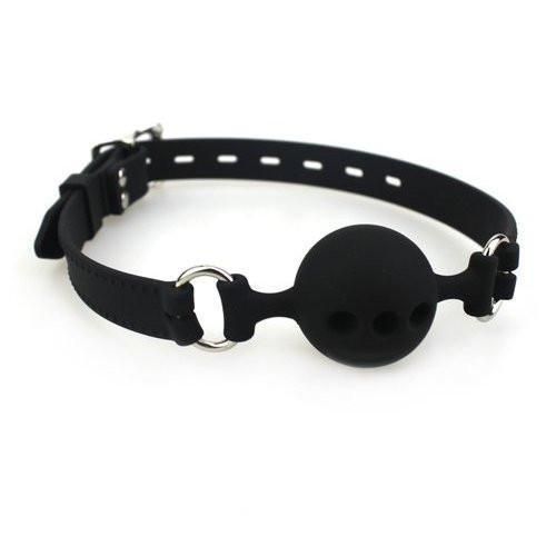 Gags 9803M      Medium Black Silicone Locking Breather Ball Gag