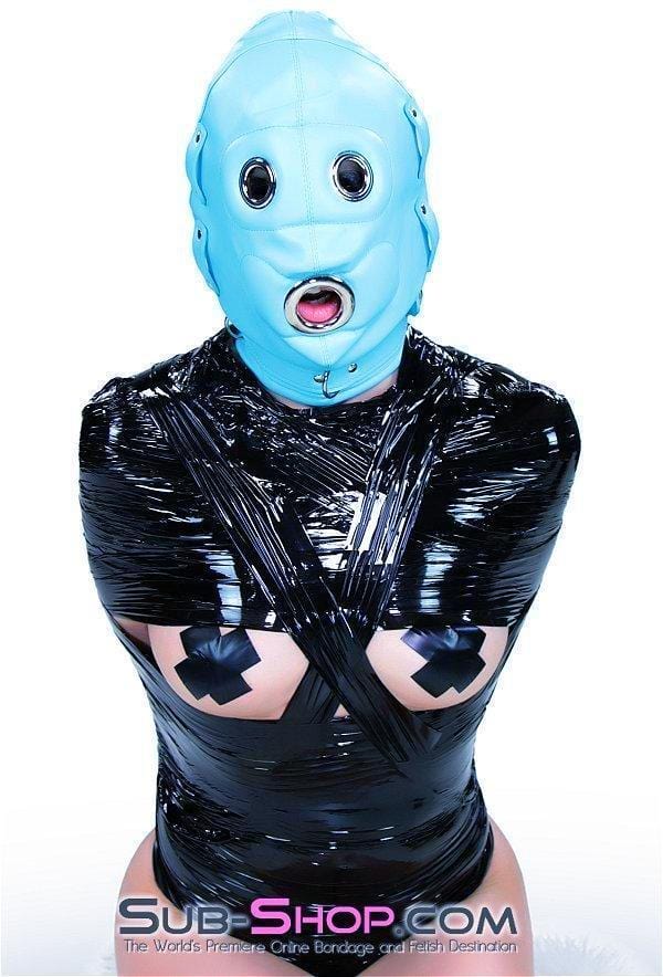 Hoods 3710RS     Deep Throat Diamond Blue Locking Hood with Removable Penis Gag & Blindfold