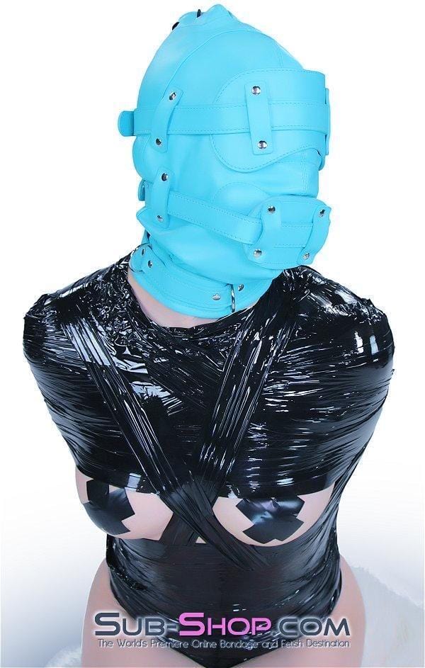 Hoods 3710RS     Deep Throat Diamond Blue Locking Hood with Removable Penis Gag & Blindfold