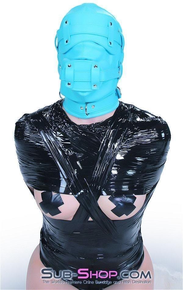 Hoods 3710RS     Deep Throat Diamond Blue Locking Hood with Removable Penis Gag & Blindfold