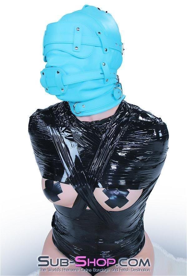 Hoods 3710RS     Deep Throat Diamond Blue Locking Hood with Removable Penis Gag & Blindfold