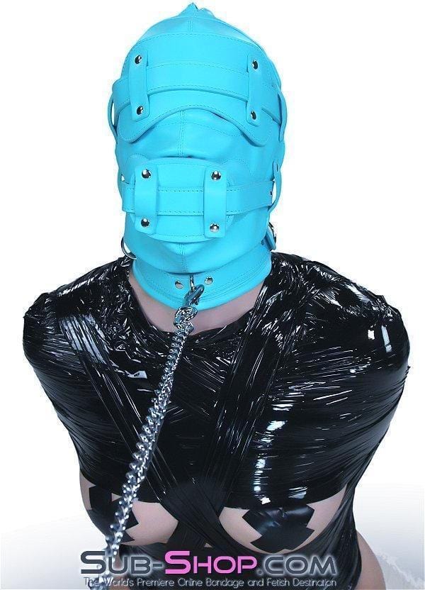 Hoods 3710RS     Deep Throat Diamond Blue Locking Hood with Removable Penis Gag & Blindfold