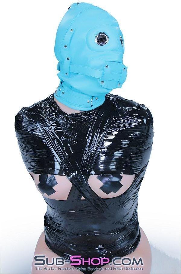 Hoods 3710RS     Deep Throat Diamond Blue Locking Hood with Removable Penis Gag & Blindfold